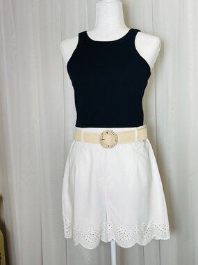women's summer regular shorts with back zipper, smooth drape, and floral designe